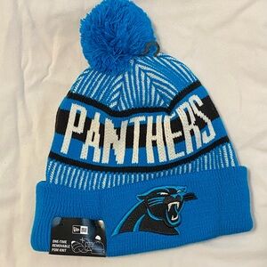 One size fits most NC Panthers Winter Beanie New with Tags Pom Pom Blue